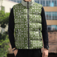 Omaomao Palaka Quilt Hawaii Sleeveless Puffer Jacket Hawaiian Tropical Monstera Sea Turtle LT14 - Polynesian Pride