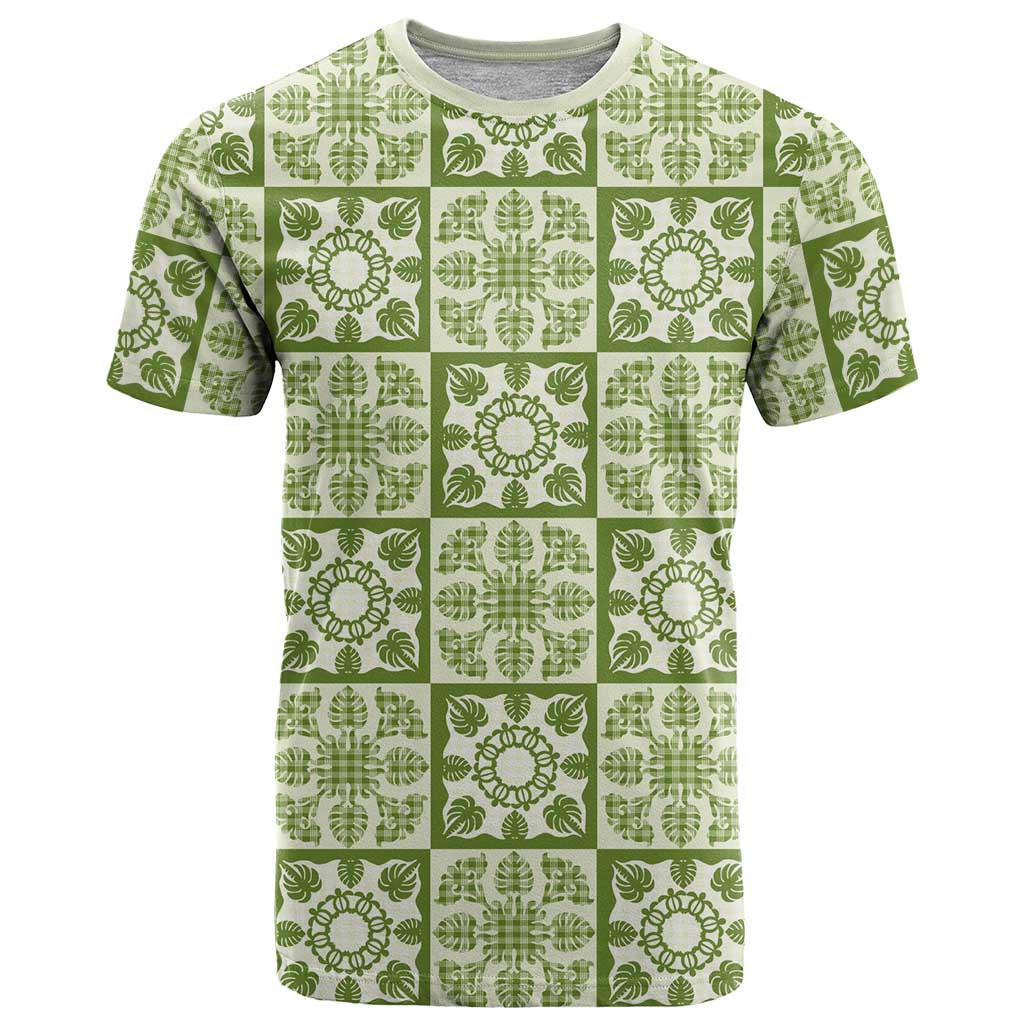 Omaomao Palaka Quilt Hawaii T Shirt Hawaiian Tropical Monstera Sea Turtle LT14 Green - Polynesian Pride