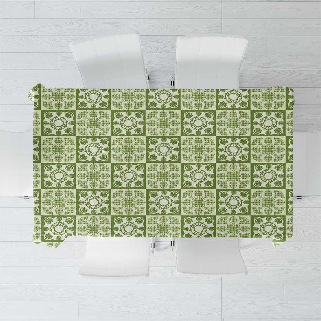 Omaomao Palaka Quilt Hawaii Tablecloth Hawaiian Tropical Monstera Sea Turtle LT14 Green - Polynesian Pride