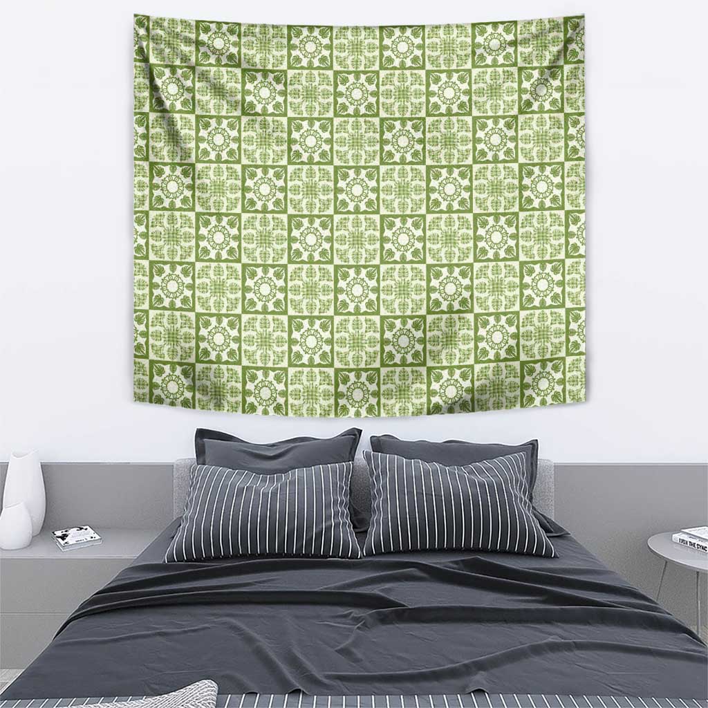Omaomao Palaka Quilt Hawaii Tapestry Hawaiian Tropical Monstera Sea Turtle