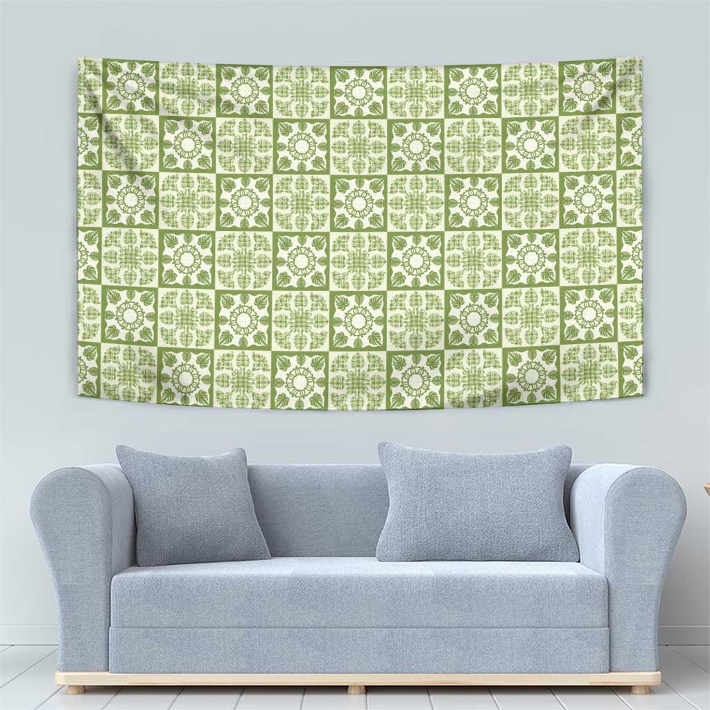 Omaomao Palaka Quilt Hawaii Tapestry Hawaiian Tropical Monstera Sea Turtle