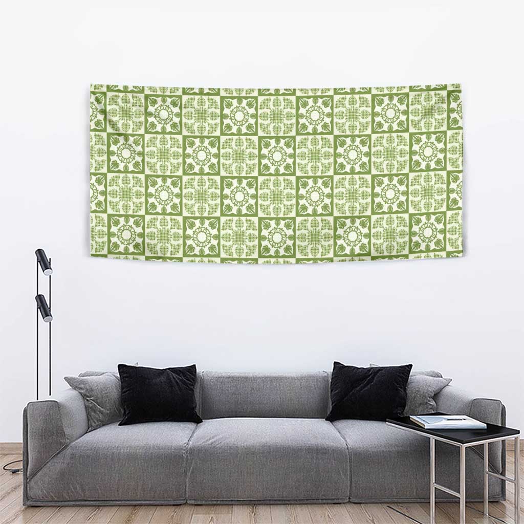 Omaomao Palaka Quilt Hawaii Tapestry Hawaiian Tropical Monstera Sea Turtle