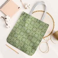Omaomao Palaka Quilt Hawaii Tote Bag Hawaiian Tropical Monstera Sea Turtle LT14 White Strap One Size Green - Polynesian Pride