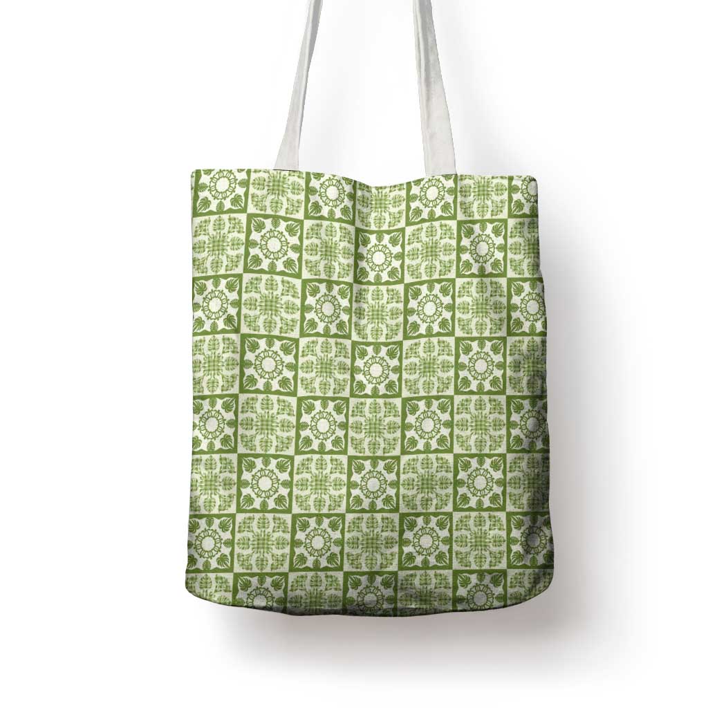 Omaomao Palaka Quilt Hawaii Tote Bag Hawaiian Tropical Monstera Sea Turtle LT14 - Polynesian Pride