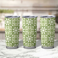 Omaomao Palaka Quilt Hawaii Tumbler Cup Hawaiian Tropical Monstera Sea Turtle