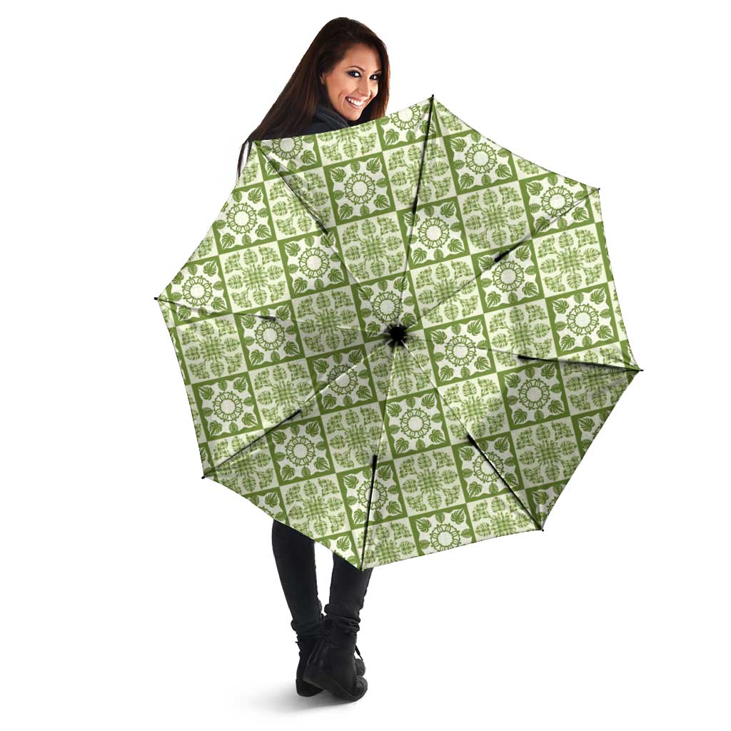 Omaomao Palaka Quilt Hawaii Umbrella Hawaiian Tropical Monstera Sea Turtle LT14 - Polynesian Pride