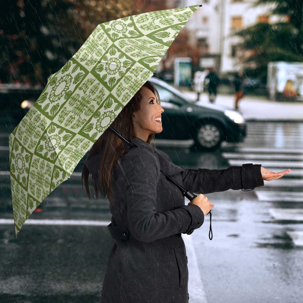 Omaomao Palaka Quilt Hawaii Umbrella Hawaiian Tropical Monstera Sea Turtle LT14 - Polynesian Pride