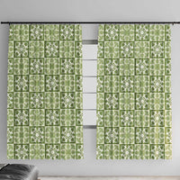Omaomao Palaka Quilt Hawaii Window Curtain Hawaiian Tropical Monstera Sea Turtle LT14 With Hooks Green - Polynesian Pride