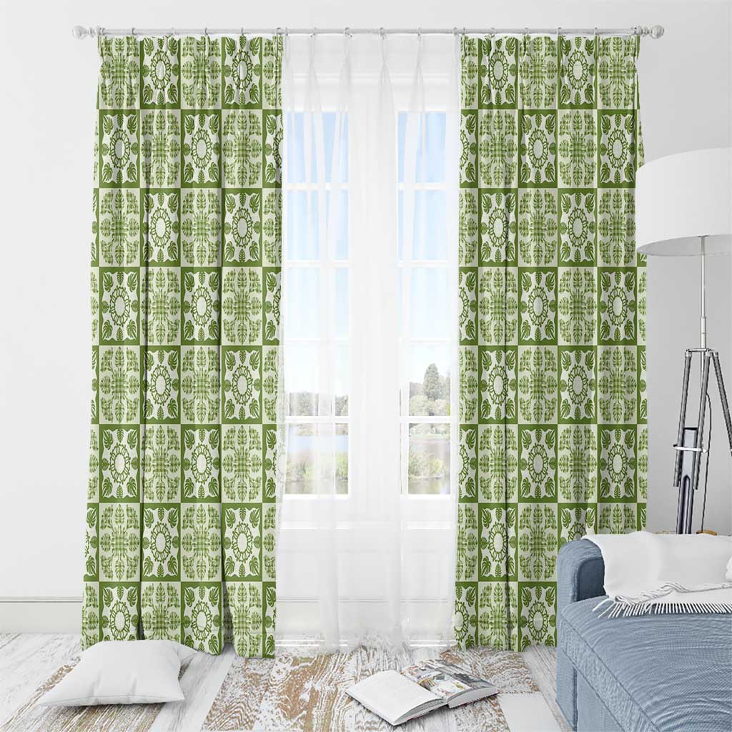 Omaomao Palaka Quilt Hawaii Window Curtain Hawaiian Tropical Monstera Sea Turtle LT14 - Polynesian Pride