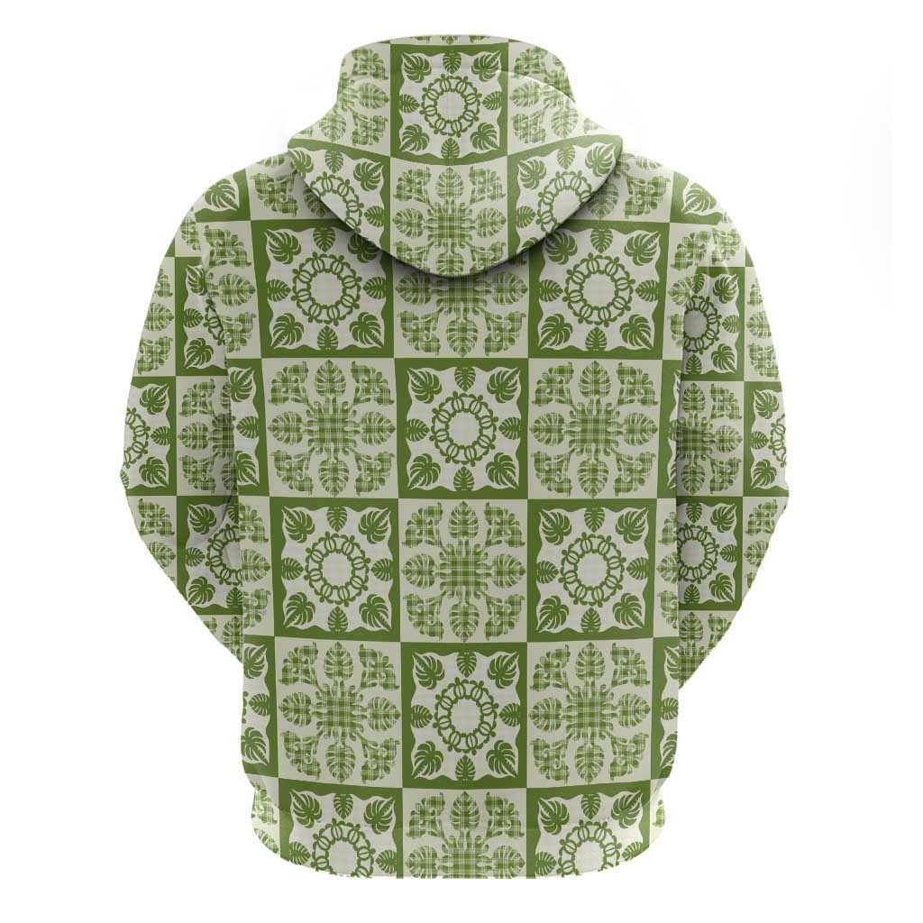 Omaomao Palaka Quilt Hawaii Zip Hoodie Hawaiian Tropical Monstera Sea Turtle LT14 - Polynesian Pride