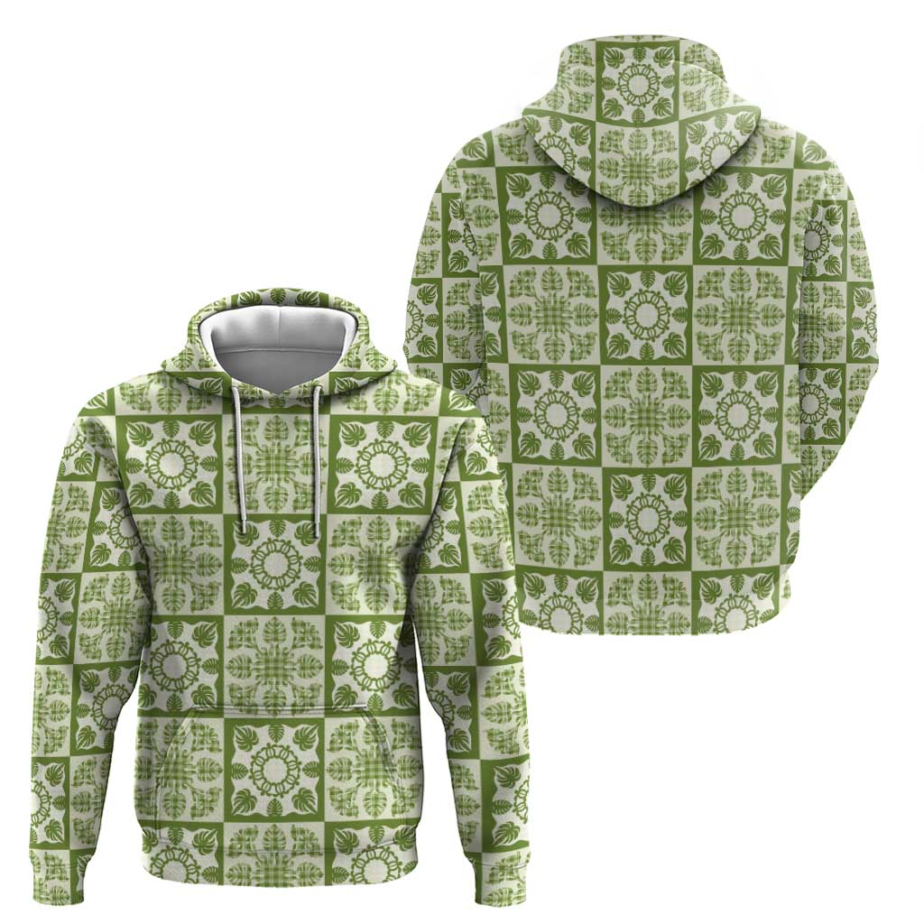 Omaomao Palaka Quilt Hawaii Zip Hoodie Hawaiian Tropical Monstera Sea Turtle LT14 - Polynesian Pride