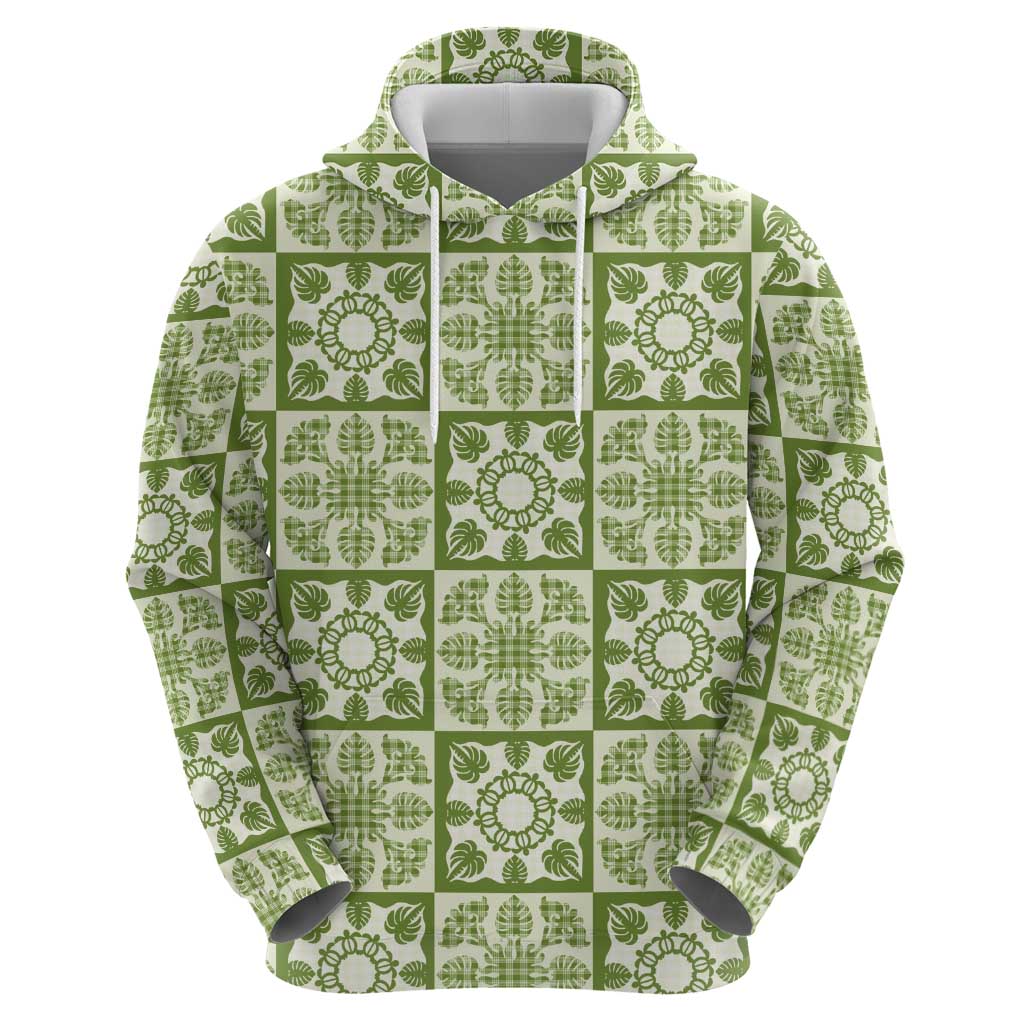 Omaomao Palaka Quilt Hawaii Zip Hoodie Hawaiian Tropical Monstera Sea Turtle LT14 - Polynesian Pride