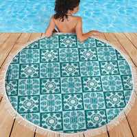 Cyan Palaka Quilt Hawaii Beach Blanket Hawaiian Tropical Monstera Sea Turtle LT14 - Polynesian Pride