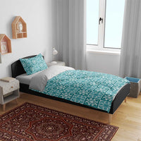 Cyan Palaka Quilt Hawaii Bedding Set Hawaiian Tropical Monstera Sea Turtle LT14 - Polynesian Pride