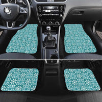 Cyan Palaka Quilt Hawaii Car Mats Hawaiian Tropical Monstera Sea Turtle LT14 Set 4pcs Cyan - Polynesian Pride