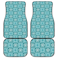 Cyan Palaka Quilt Hawaii Car Mats Hawaiian Tropical Monstera Sea Turtle LT14 - Polynesian Pride