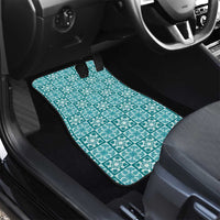 Cyan Palaka Quilt Hawaii Car Mats Hawaiian Tropical Monstera Sea Turtle LT14 - Polynesian Pride