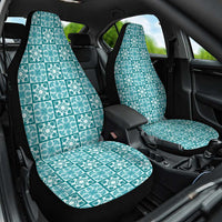 Cyan Palaka Quilt Hawaii Car Seat Cover Hawaiian Tropical Monstera Sea Turtle LT14 One Size Cyan - Polynesian Pride