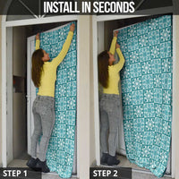 Cyan Palaka Quilt Hawaii Door Cover Hawaiian Tropical Monstera Sea Turtle LT14 - Polynesian Pride