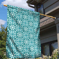 Cyan Palaka Quilt Hawaii Garden Flag Hawaiian Tropical Monstera Sea Turtle LT14 - Polynesian Pride