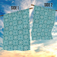 Cyan Palaka Quilt Hawaii Garden Flag Hawaiian Tropical Monstera Sea Turtle LT14 - Polynesian Pride