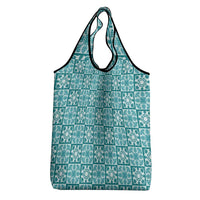 Cyan Palaka Quilt Hawaii Grocery Bag Hawaiian Tropical Monstera Sea Turtle LT14 - Polynesian Pride