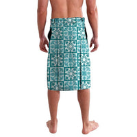 Cyan Palaka Quilt Hawaii Lavalava Hawaiian Tropical Monstera Sea Turtle LT14 - Polynesian Pride