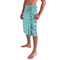 Cyan Palaka Quilt Hawaii Lavalava Hawaiian Tropical Monstera Sea Turtle LT14 - Polynesian Pride