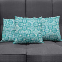 Cyan Palaka Quilt Hawaii Pillow Cover Hawaiian Tropical Monstera Sea Turtle