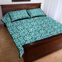 Cyan Palaka Quilt Hawaii Quilt Bed Set Hawaiian Tropical Monstera Sea Turtle LT14 - Polynesian Pride