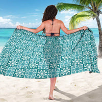 Cyan Palaka Quilt Hawaii Sarong Hawaiian Tropical Monstera Sea Turtle LT14 - Polynesian Pride