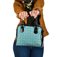 Cyan Palaka Quilt Hawaii Shoulder Handbag Hawaiian Tropical Monstera Sea Turtle