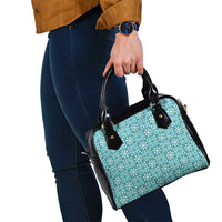 Cyan Palaka Quilt Hawaii Shoulder Handbag Hawaiian Tropical Monstera Sea Turtle