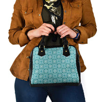 Cyan Palaka Quilt Hawaii Shoulder Handbag Hawaiian Tropical Monstera Sea Turtle