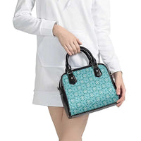 Cyan Palaka Quilt Hawaii Shoulder Handbag Hawaiian Tropical Monstera Sea Turtle
