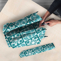 Cyan Palaka Quilt Hawaii Umbrella Hawaiian Tropical Monstera Sea Turtle LT14 - Polynesian Pride
