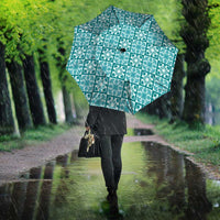 Cyan Palaka Quilt Hawaii Umbrella Hawaiian Tropical Monstera Sea Turtle LT14 - Polynesian Pride
