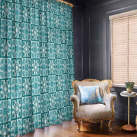 Cyan Palaka Quilt Hawaii Window Curtain Hawaiian Tropical Monstera Sea Turtle LT14 - Polynesian Pride