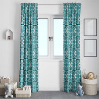 Cyan Palaka Quilt Hawaii Window Curtain Hawaiian Tropical Monstera Sea Turtle LT14 - Polynesian Pride