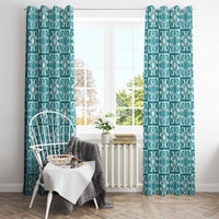 Cyan Palaka Quilt Hawaii Window Curtain Hawaiian Tropical Monstera Sea Turtle LT14 - Polynesian Pride