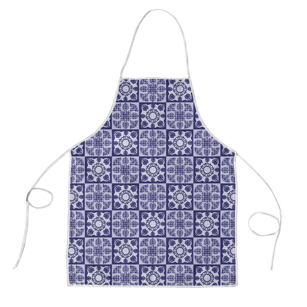 Polu Palaka Quilt Hawaii Apron Hawaiian Tropical Monstera Sea Turtle LT14 Blue - Polynesian Pride