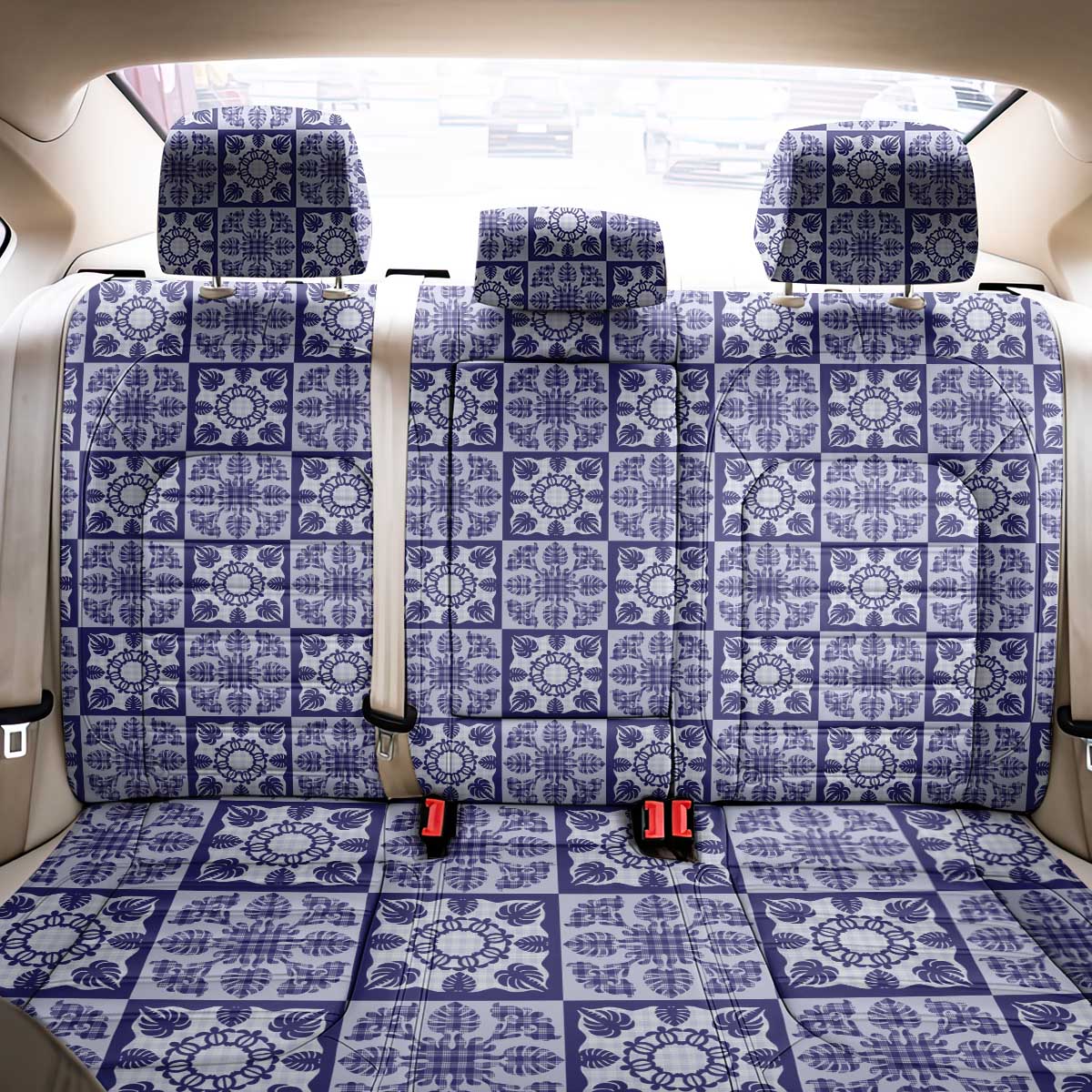 Polu Palaka Quilt Hawaii Back Car Seat Cover Hawaiian Tropical Monstera Sea Turtle LT14 - Polynesian Pride