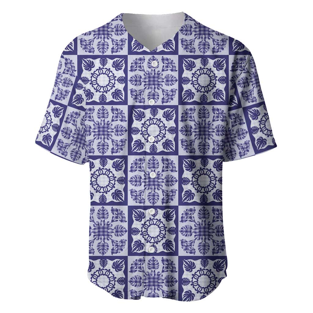 Polu Palaka Quilt Hawaii Baseball Jersey Hawaiian Tropical Monstera Sea Turtle LT14 Blue - Polynesian Pride