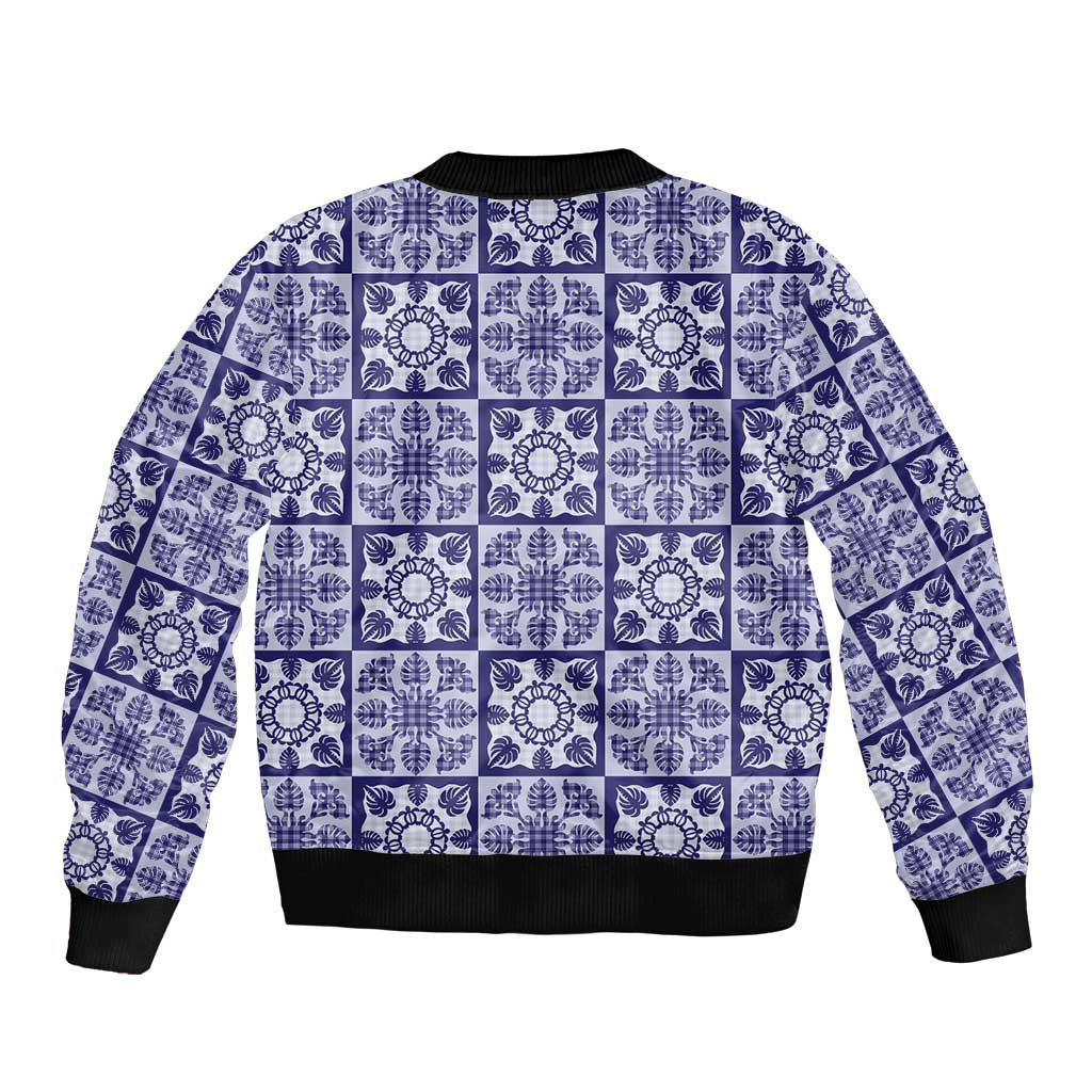 Polu Palaka Quilt Hawaii Bomber Jacket Hawaiian Tropical Monstera Sea Turtle LT14 - Polynesian Pride