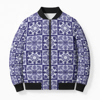 Polu Palaka Quilt Hawaii Bomber Puffer Jacket Hawaiian Tropical Monstera Sea Turtle LT14 Unisex Blue - Polynesian Pride