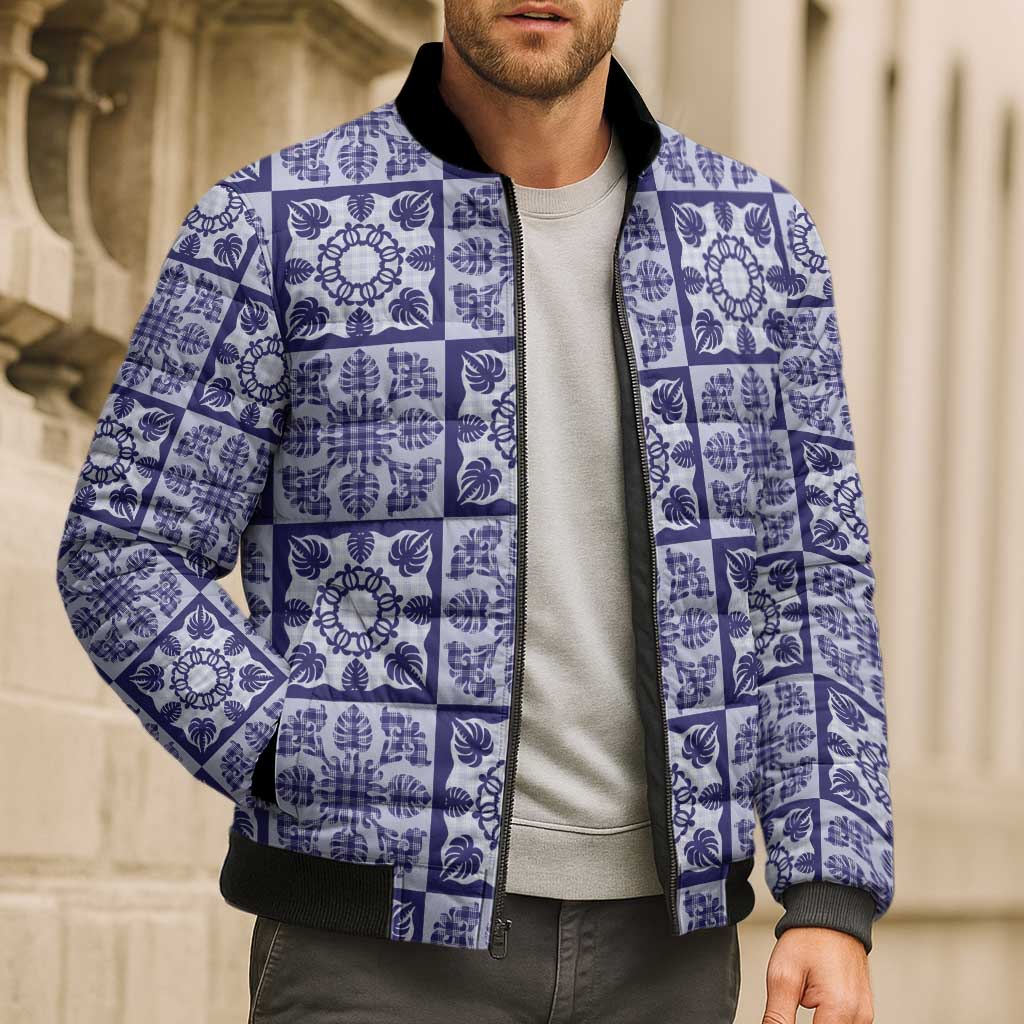 Polu Palaka Quilt Hawaii Bomber Puffer Jacket Hawaiian Tropical Monstera Sea Turtle LT14 - Polynesian Pride