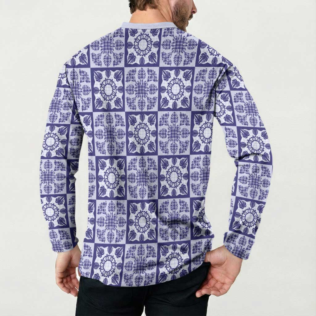 Polu Palaka Quilt Hawaii Button Sweatshirt Hawaiian Tropical Monstera Sea Turtle LT14 - Polynesian Pride