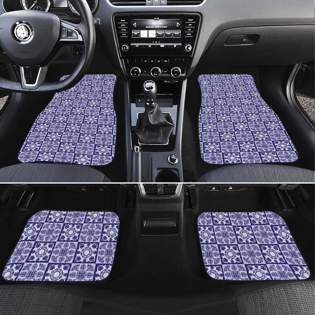 Polu Palaka Quilt Hawaii Car Mats Hawaiian Tropical Monstera Sea Turtle LT14 Set 4pcs Blue - Polynesian Pride