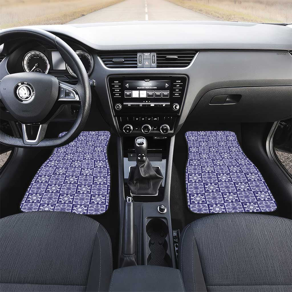 Polu Palaka Quilt Hawaii Car Mats Hawaiian Tropical Monstera Sea Turtle LT14 Set 2pcs - Front Blue - Polynesian Pride