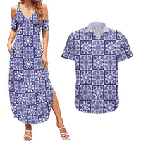 Polu Palaka Quilt Hawaii Couples Matching Summer Maxi Dress and Hawaiian Shirt Hawaiian Tropical Monstera Sea Turtle